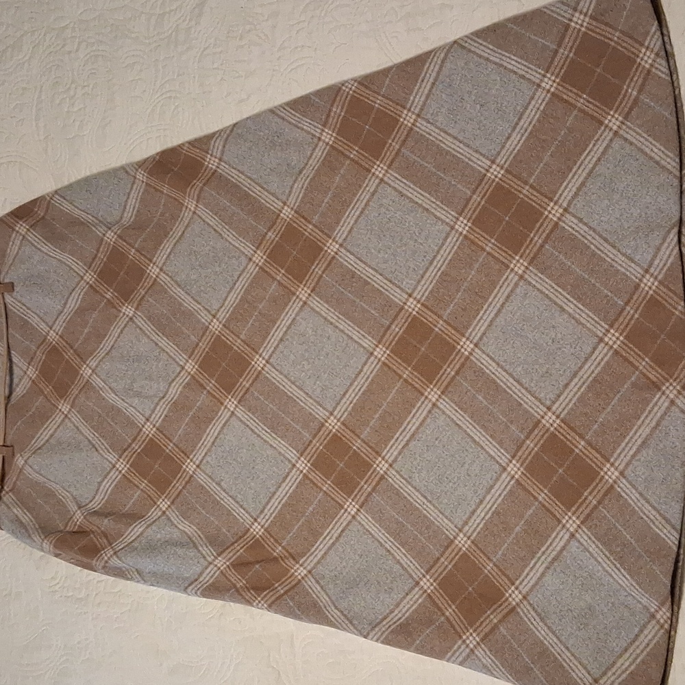 Wool Plaid A-Line Long Skirt in Brown and Gray - Picture 7 of 9